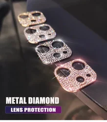 1Pcs Bling Diamond Camera Lens Protector Case For IPhone11 13 15Plus 14ProMax 12 Mini Rhinestone Glitter Metal Screen Protectors