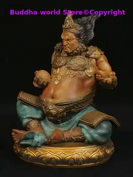 100% ručně vyráběná měděná žlutá bronzová socha Jambhala boha štěstí boha Mamonu, exorcismu, přináší bohatství, ozdobné sochy Buddhy 8 nejlepší prodej socha mamonu - №2