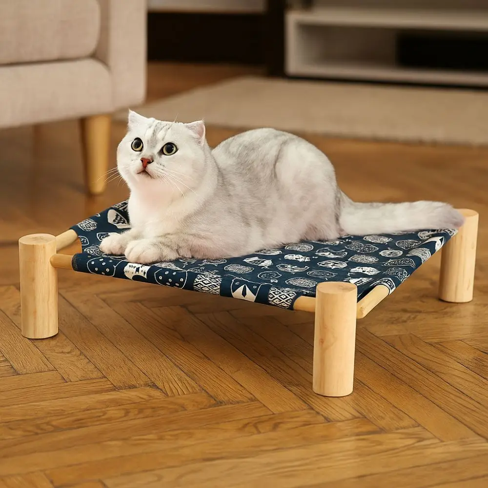 

Забавная влагостойкая приподнятая кровать для кошек, деревянный съемный гамак для кошек/собак, портативный дышащий коврик для кошек, четыре сезона, мебель для домашних животных