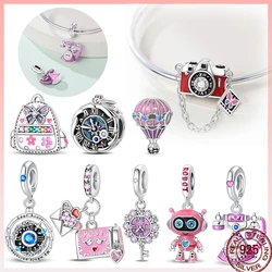 925 Sterling Silver Time Travel Space Travel Camera Bead Pendant Fit 3MM 925 Original Bracelet Diy Jewelry Gift