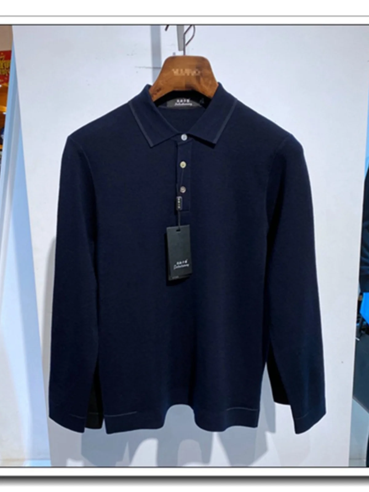 

Мужской вязаный шерстяной свитер на осень-зиму, приталенный, двусторонний, 100% шерсть, с воротником-стойкой на пуговицах, универсальный, для делового и повседневного стиля