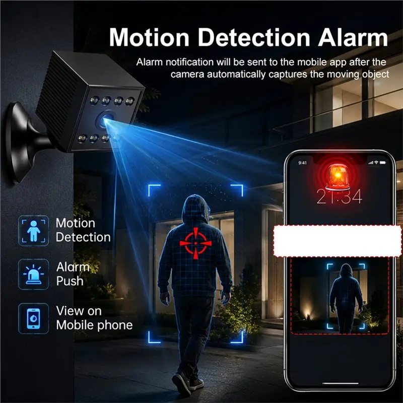 A46U New MINI Wifi Camera Monitor 1080P HD 130° Rotation IR Night Vision Motion Detection Dual Storage Wireless Home Office