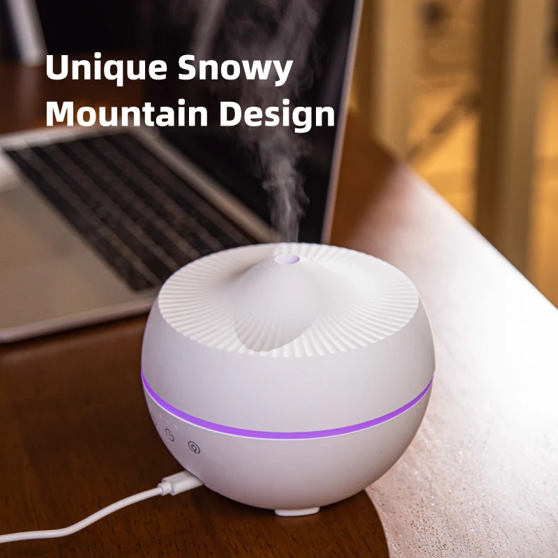 300ml Large Capacity Aroma Essential Oil Diffuser White Snow Mountain essential oil diffuser with 7 colors led lamp