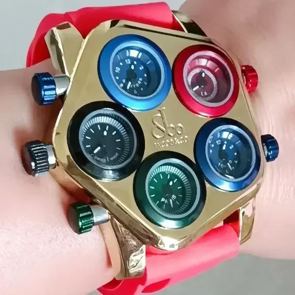 Reloj de cuarzo multihorario para parejas, banda de silicona para celebridades de Internet, reloj de moda para niños y niñas, placa grande