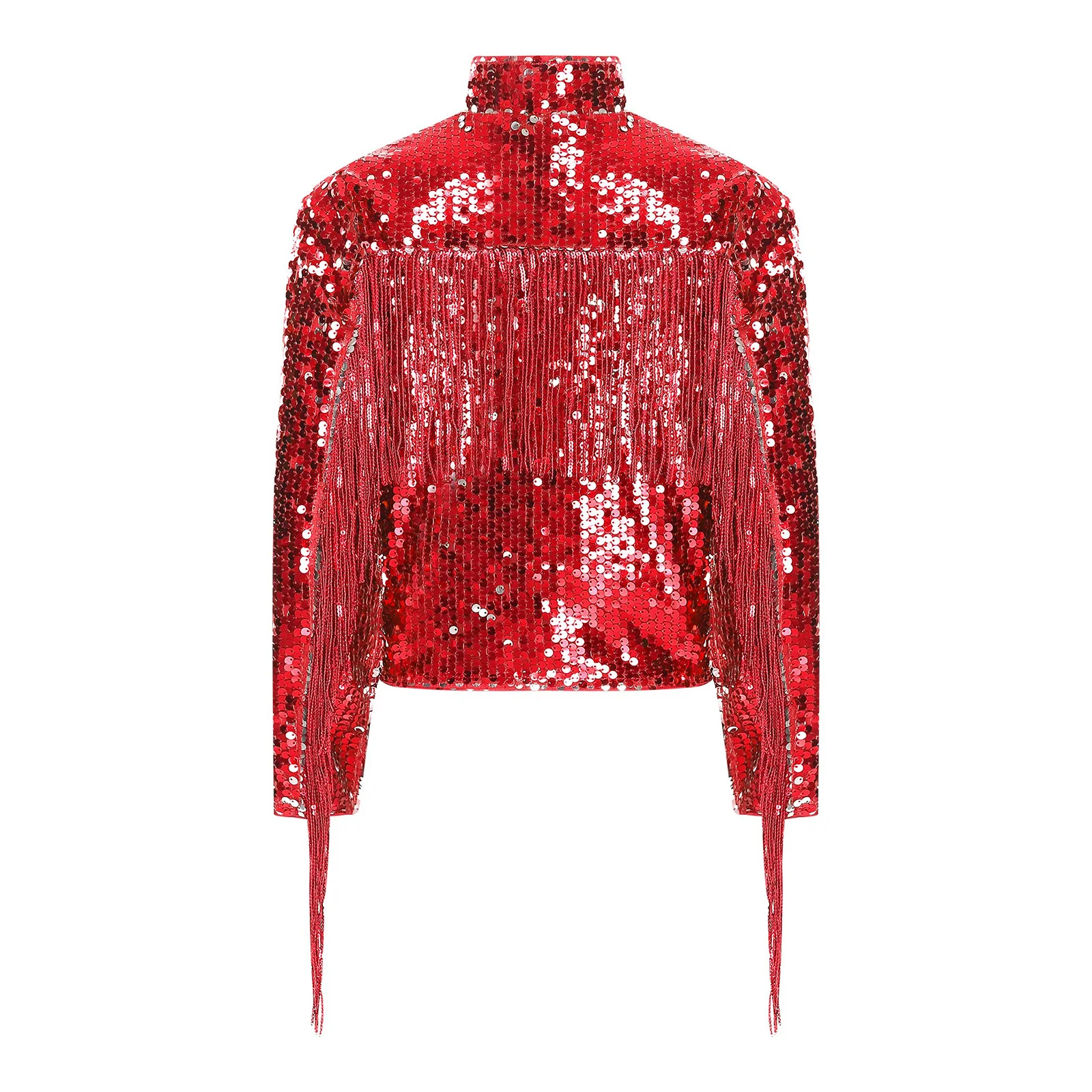 Kids Jongens Cowboy Jas Pailletten Kwastje Lange Mouw Mock Hals Rits Fringe Jas Bovenkleding Hip Hop Jazz Street Dance Wear