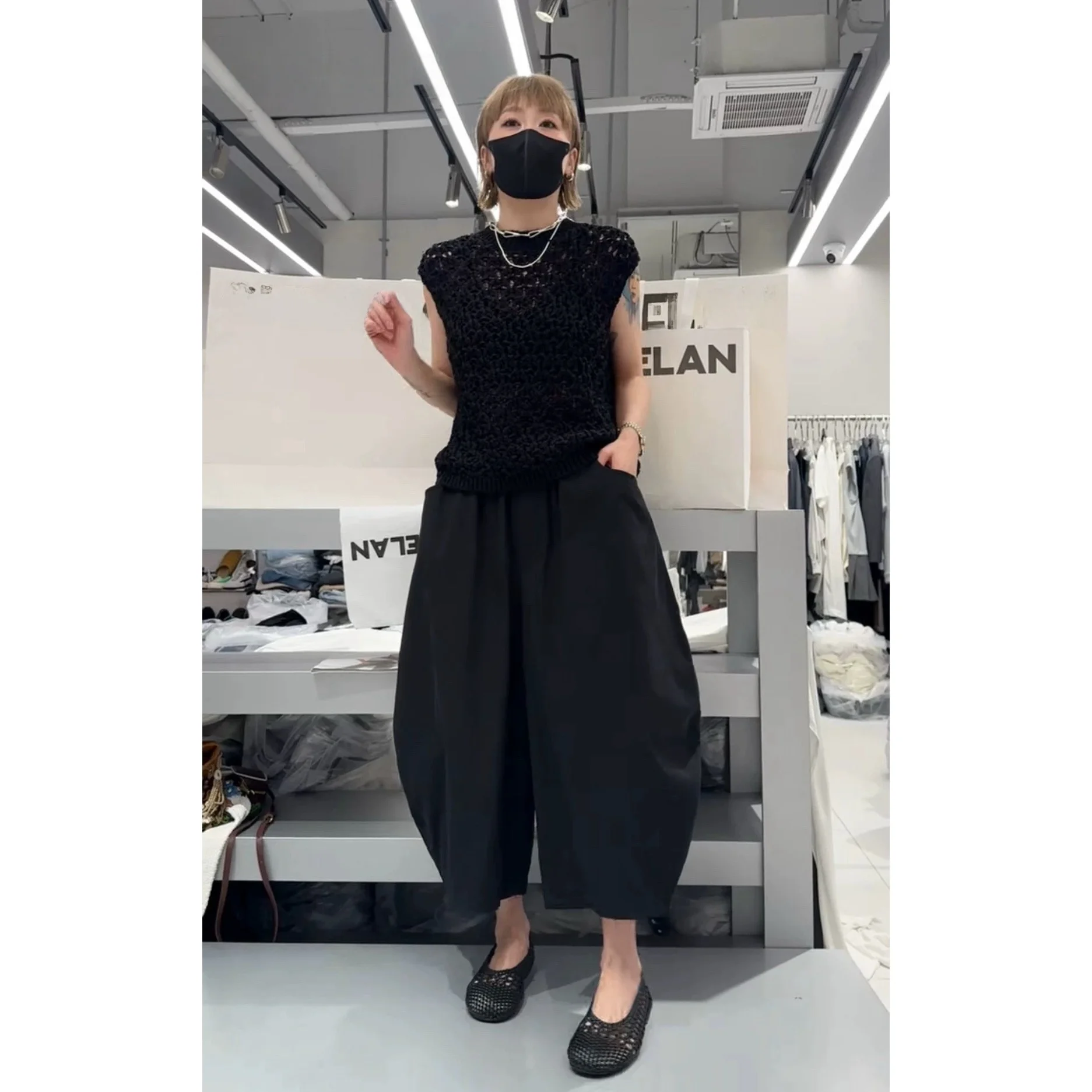 

Poemland 25028 Women's Gentle Svel Hollow out round Ne Vest Top Spring Autumn Sle Comfortable Cotton Outerwear