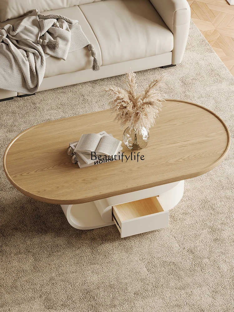 

Nordic cream style coffee table designer oval modern living room ash coffee table