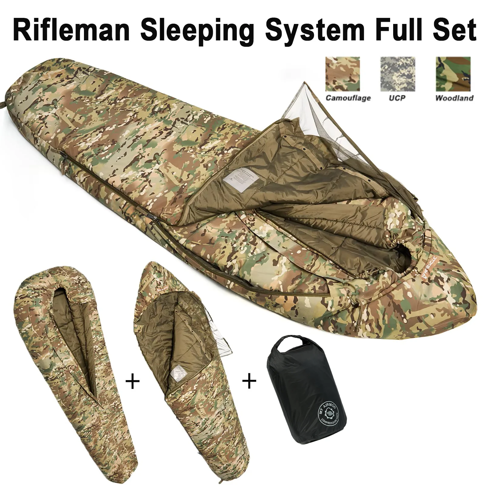 

MT армейские спящие мешки для защиты 4 и патрулирования, модульная система для сна в стиле милитари 2,0, Мультикам/UCP/Камуфляж для леса