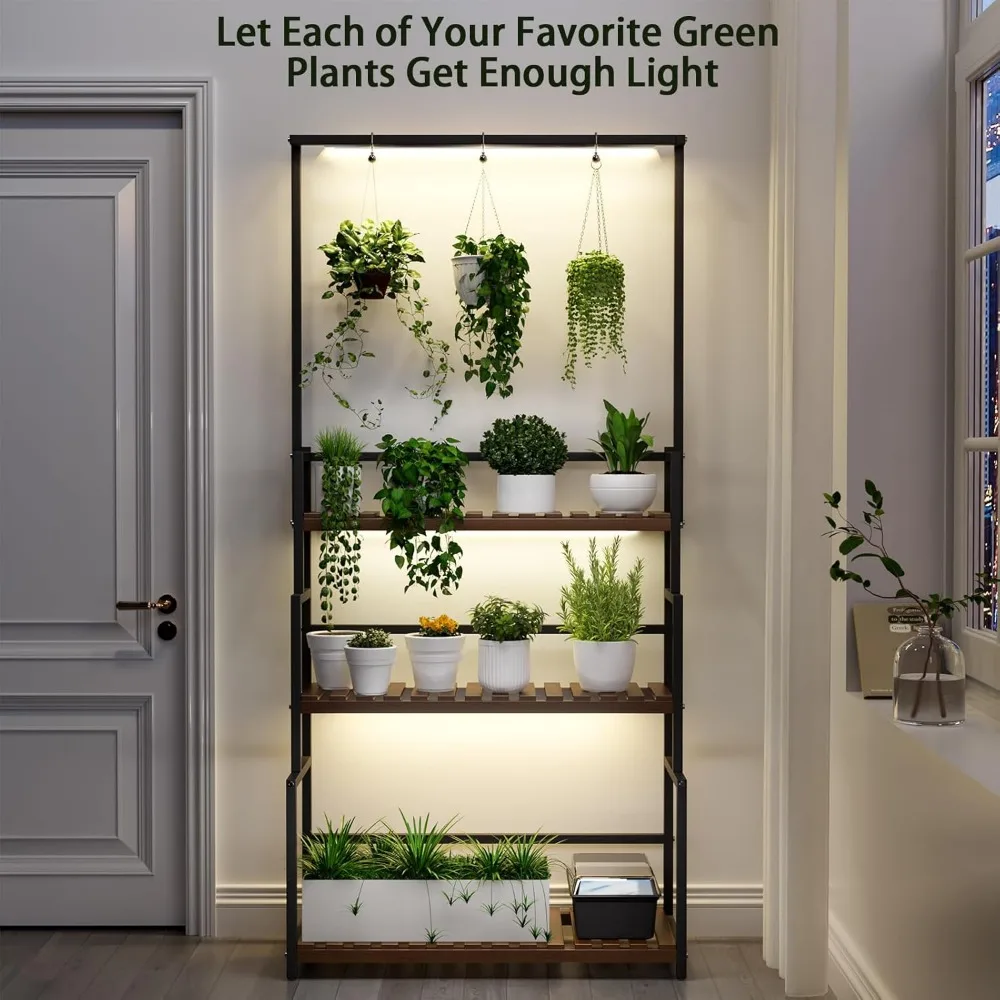 حامل نباتات معدني داخلي مكون من 3 طبقات مع ضوء نمو مدمج للنباتات الكبيرة المتعددة