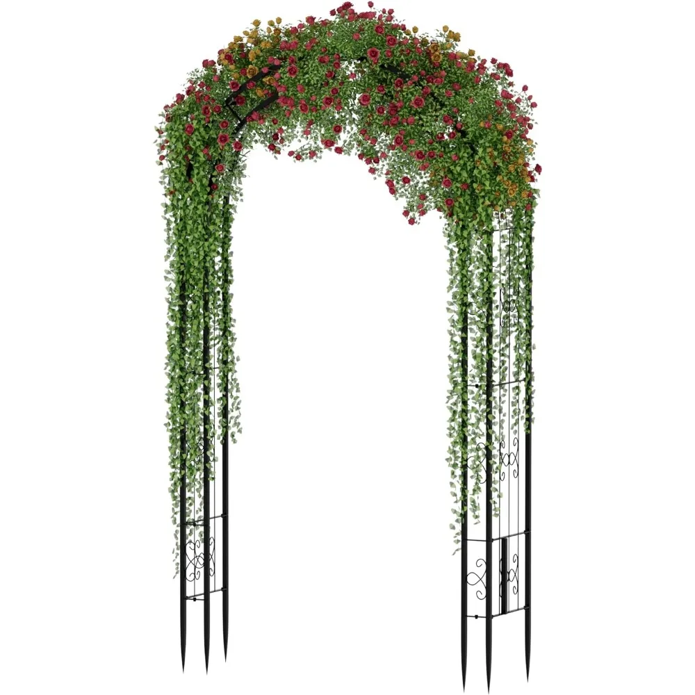 

102in Steel Garden Arch Arbor Trellis, for Lawn,8.5ft Climbing Plants Decorative Wire Lattice,Outdoor Wedding Arch Black