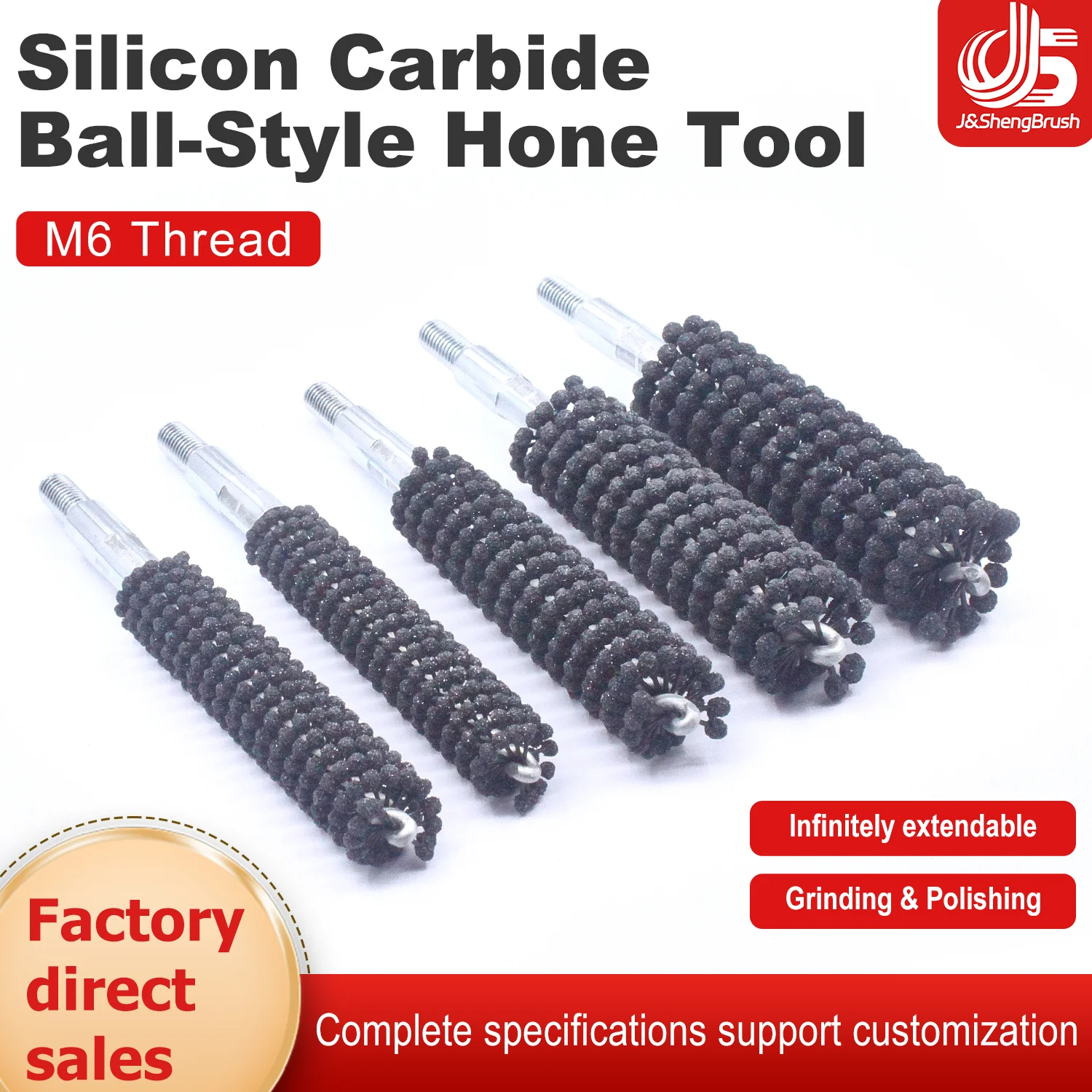 Ball-Style Cylinder Honing Tool Brush M6 Threaded Shank Surface Finishing Deburring Crosshatching Hand Power Tool Accessories