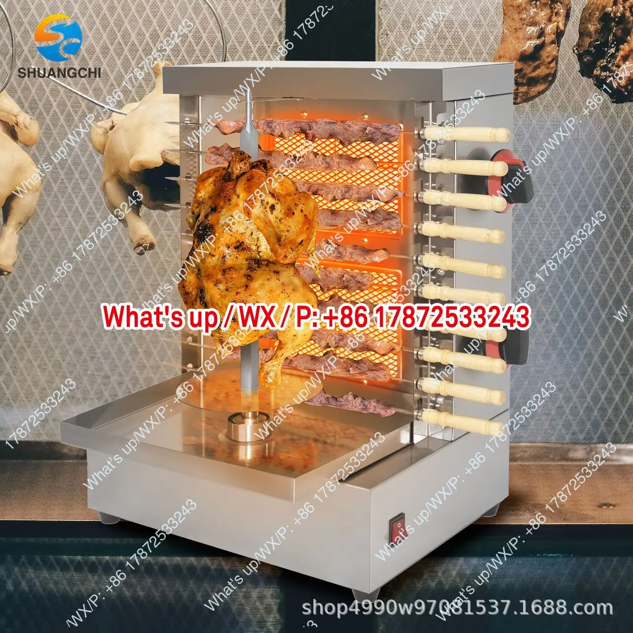 Commercial double head barbecue stove table type electric rotary Türkiye barbecue machine