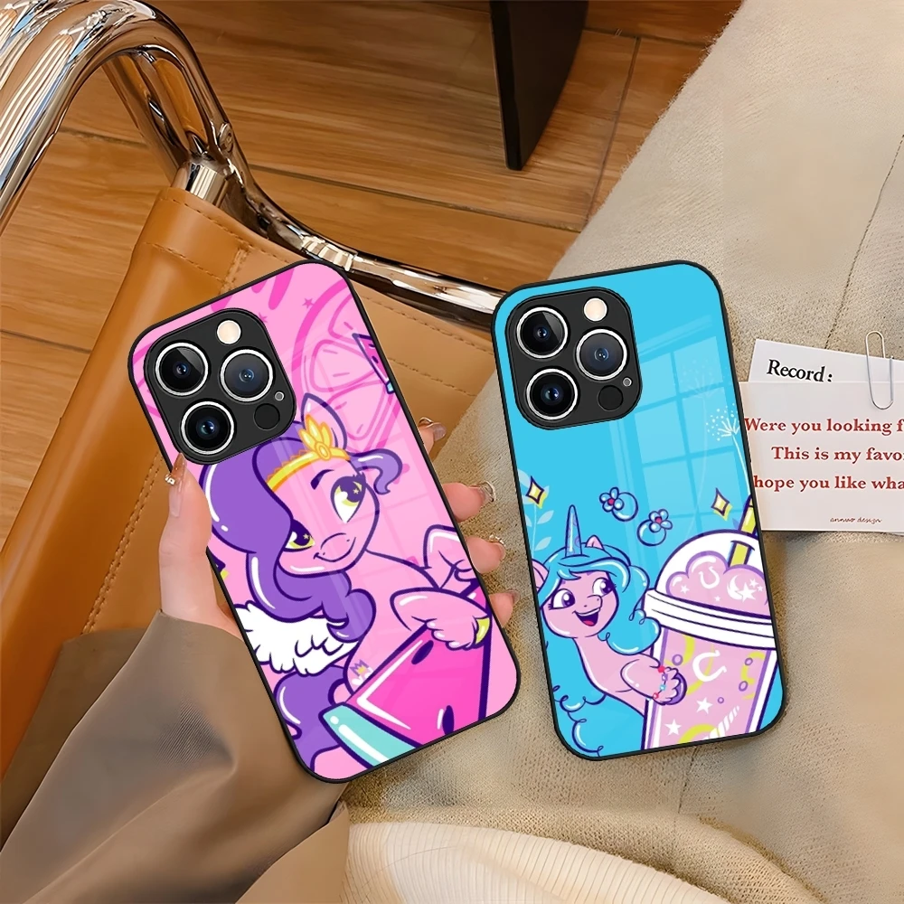 L-LittleS PonyS Phone Case Tempered Glass For iPhone 15 13 14 12 11 Pro XS Max Plus Mini X XR 8 7 6s SE2020 Coque