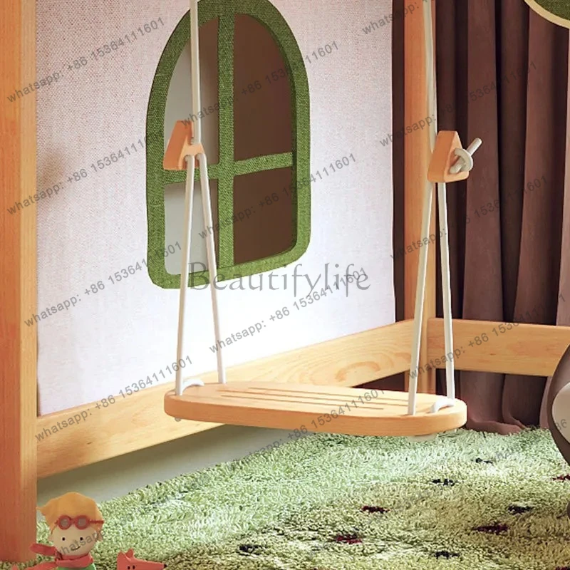 Swing Solid wood Indoor single outdoor courtyard Hanging balcony Swing wooden board
