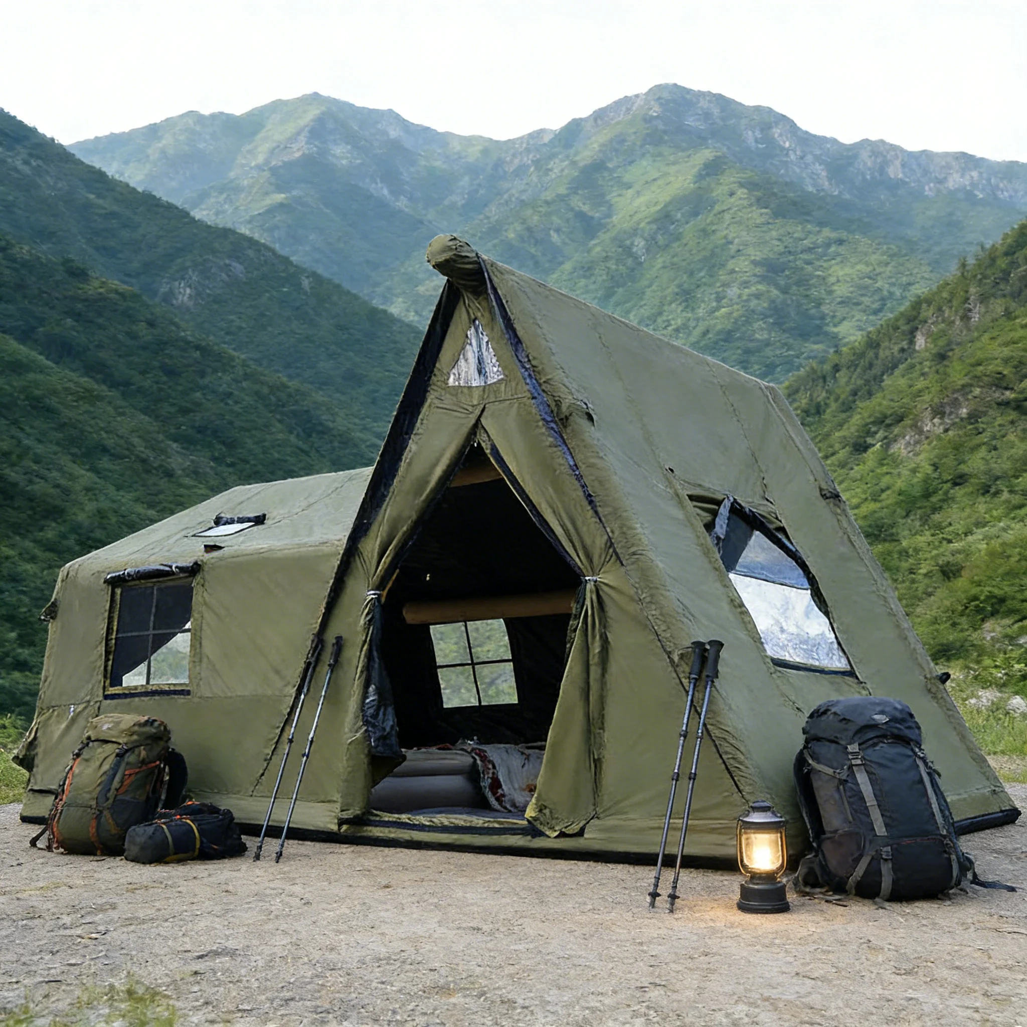 Stylish Inflatable Air Tent Beautiful Appearance Inflatable Camping Tent With Multiple Doors And Windows For Ventilation