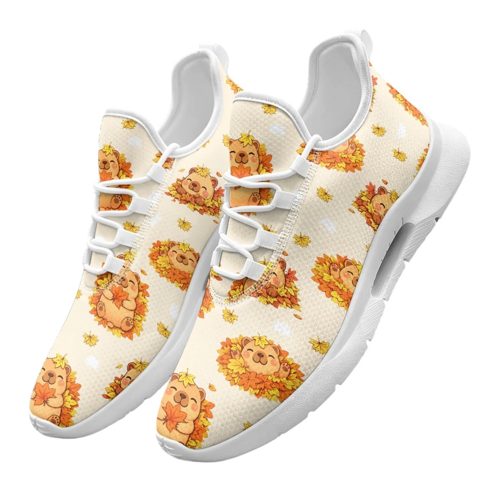 XIXIRIMIDO Lace-up Casual Shoes Mens Sneakers Comfortable Mesh Breathable Walking Shoes Women's Lightweight Sneaker Capybara