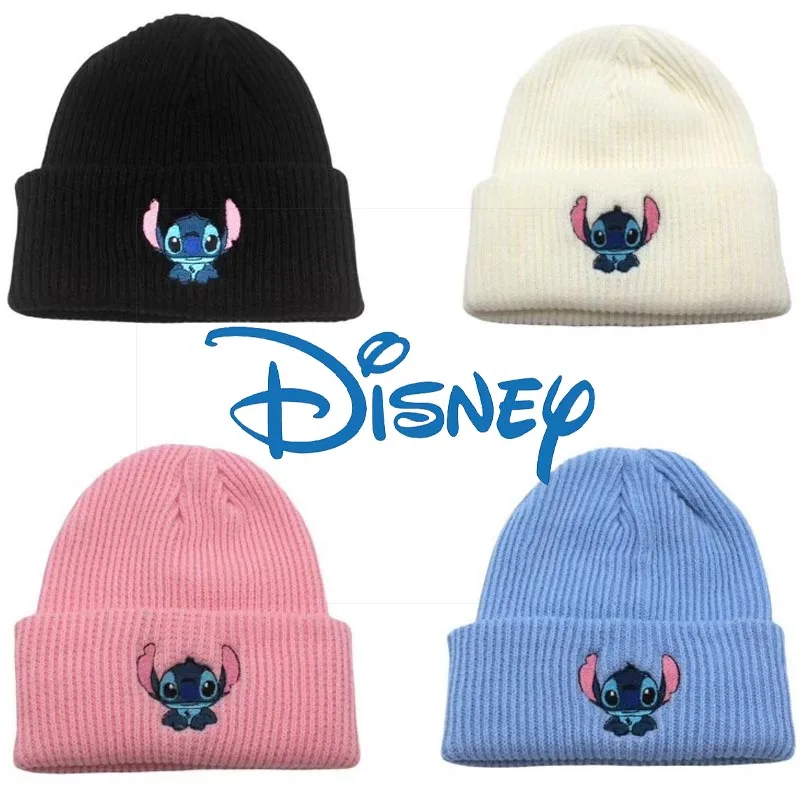 

Disney Stitch Autumn Winter Knit Cap Anime Printed Knit Hat Personality Warm Outdoor Pullover Hat Fashion Couple Pullover Hats
