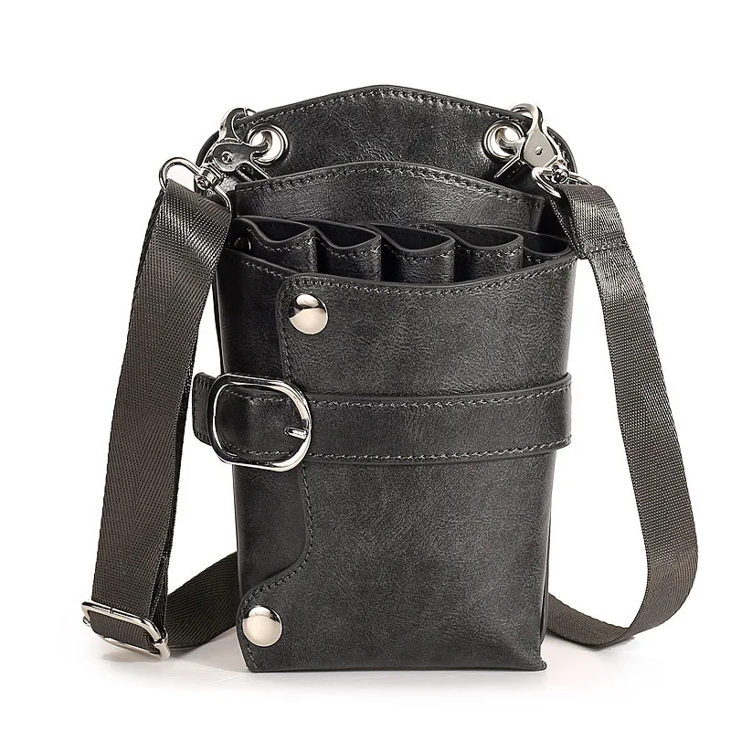 Hair Stylist Scissor Holster PU Leather Barber Shears Bag with Adjustable Crossbody Waist Strap for Hairstylist Pet Groomer