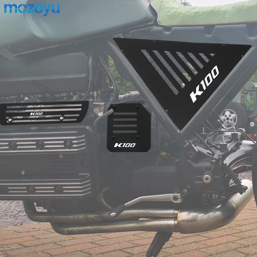 For BMW K75 K100 K1000 Covers Triangle Radiator Mesh Engine Injector Guard Badge Cover Scrambler Side Cowl Fairing Ignition Coil