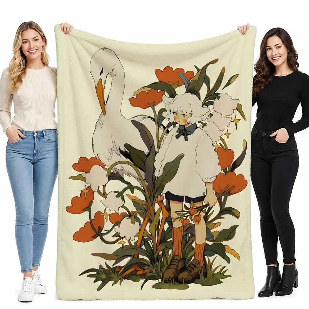 Liya M-Mochipanko Famous Artist Throw Soft Cozy Flannel Blanket for Couch Sofa Bed, Mid-Century Modern Art Lover Gift