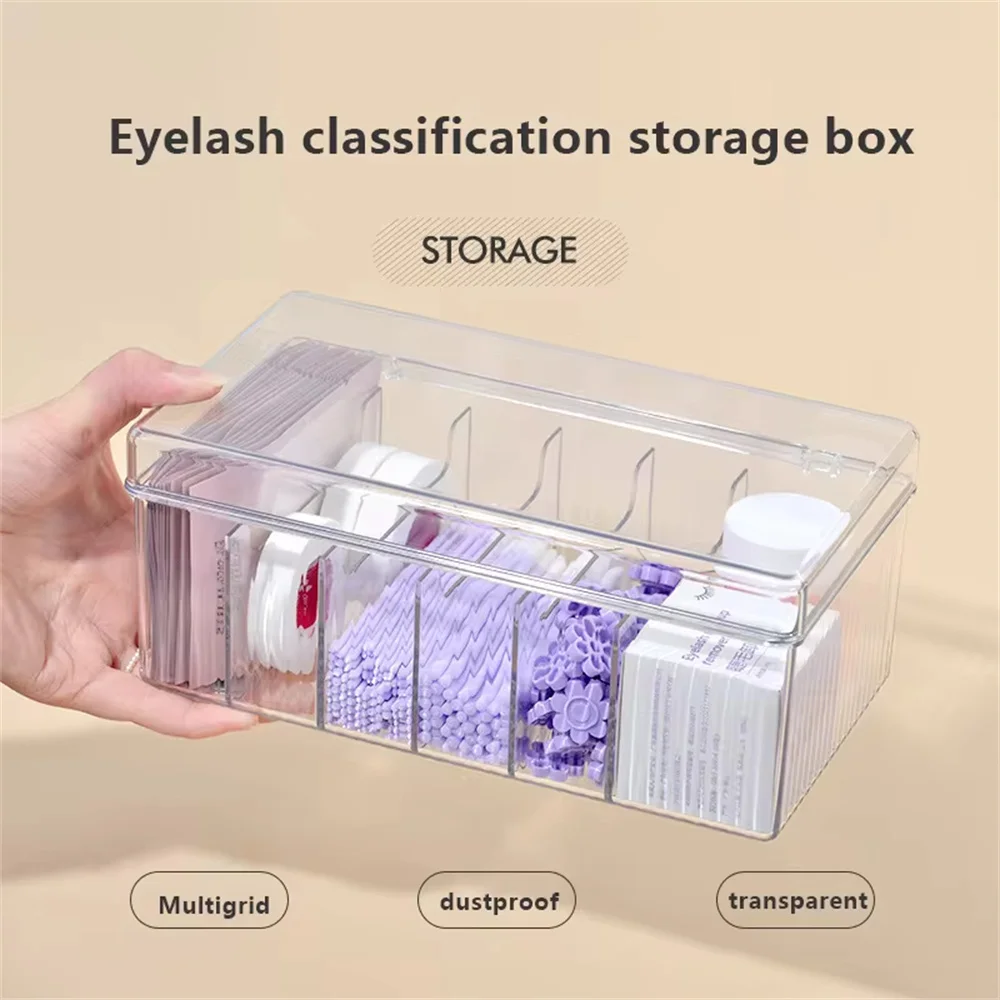 Boîte de rangement pour outils d'extension de cils avec couvercle, accessoires pour cils, porte-pince à épiler, boîte transparente en acrylique