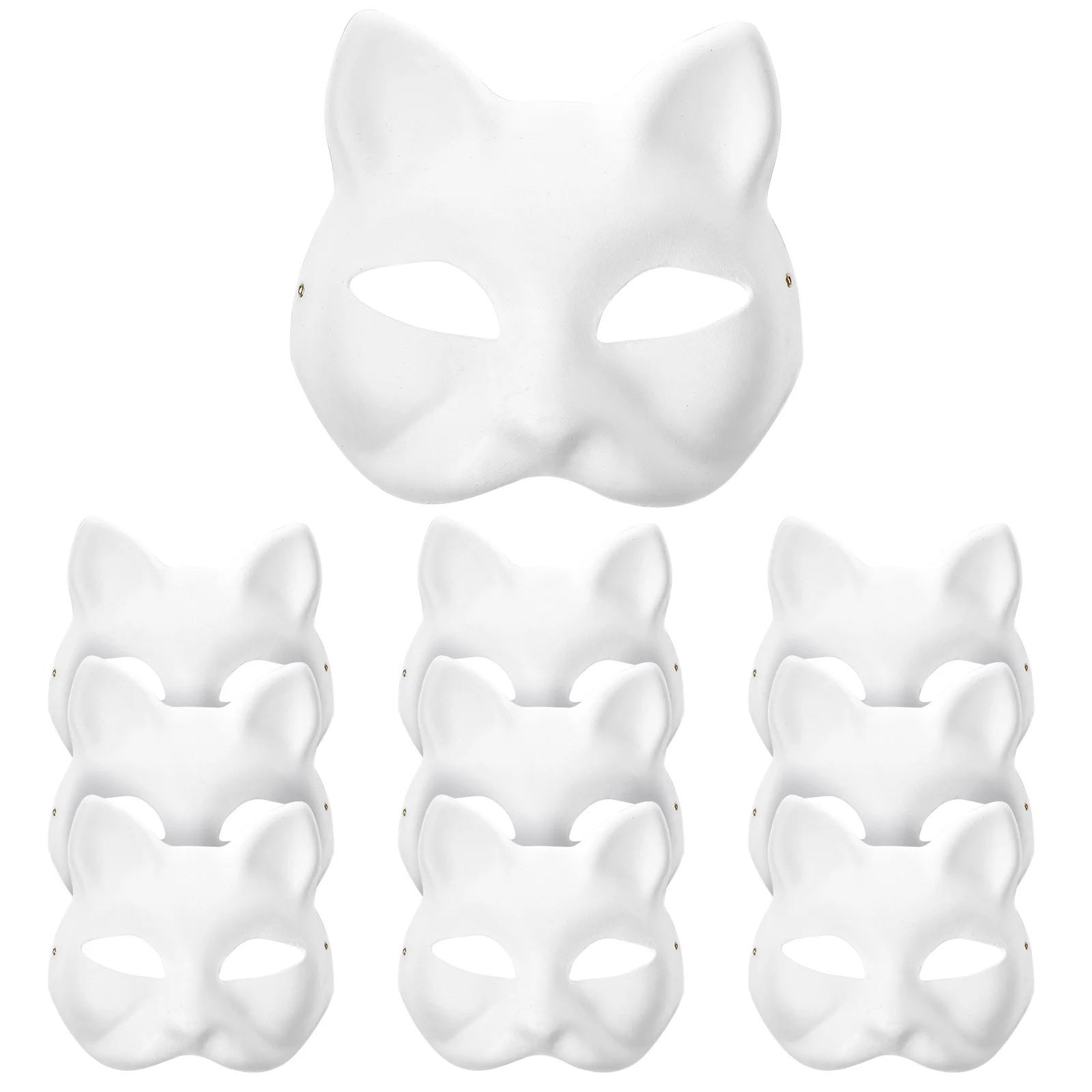 

10Pcs White Cat Masks for DIY Painting Craft Parent- Activity Masquerade Party Cosplay Accessories Unpainted Animal