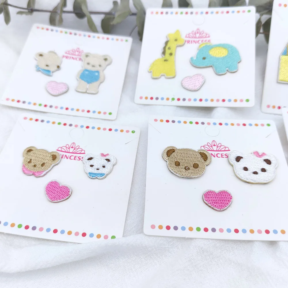 Cute Animal Bear Giraffe Elephant Self-adhesive Embroidery Patch Decorative Phone Case Bag Shoes Hats Clothing Scratch Patch