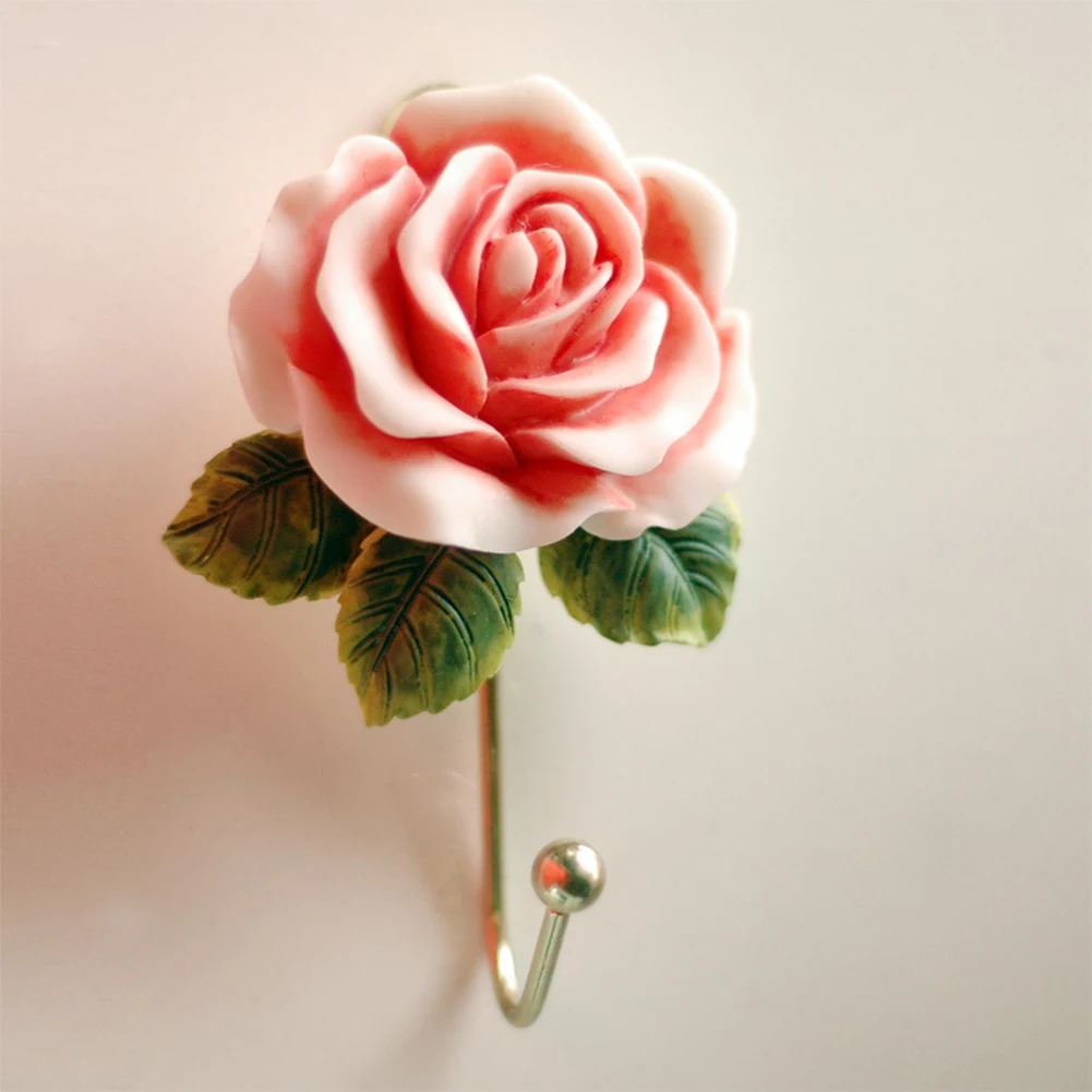 Heart Shaped Rose Resin Hook Color Painting Hook Home Decoration is Used for Hanging Hats, Towels, Coats, Etc B