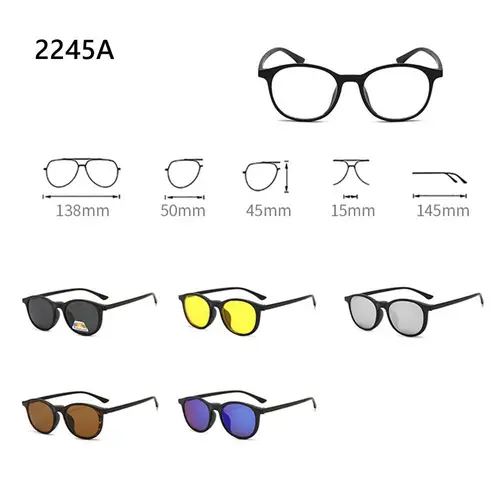 Imagen 2 del producto Clip magnético polarizado para gafas de sol, protección UV400, montura negra