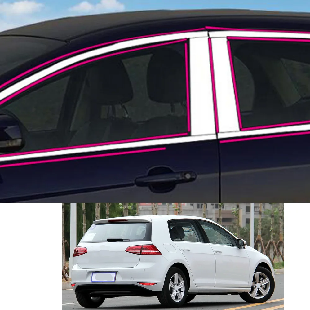 Car Sticker Garnish Pillar Window Middle Strip Trim Frame For VW Volkswagen Golf7 Golf 7 2014 2015 2016 2017 2018 2019 2020