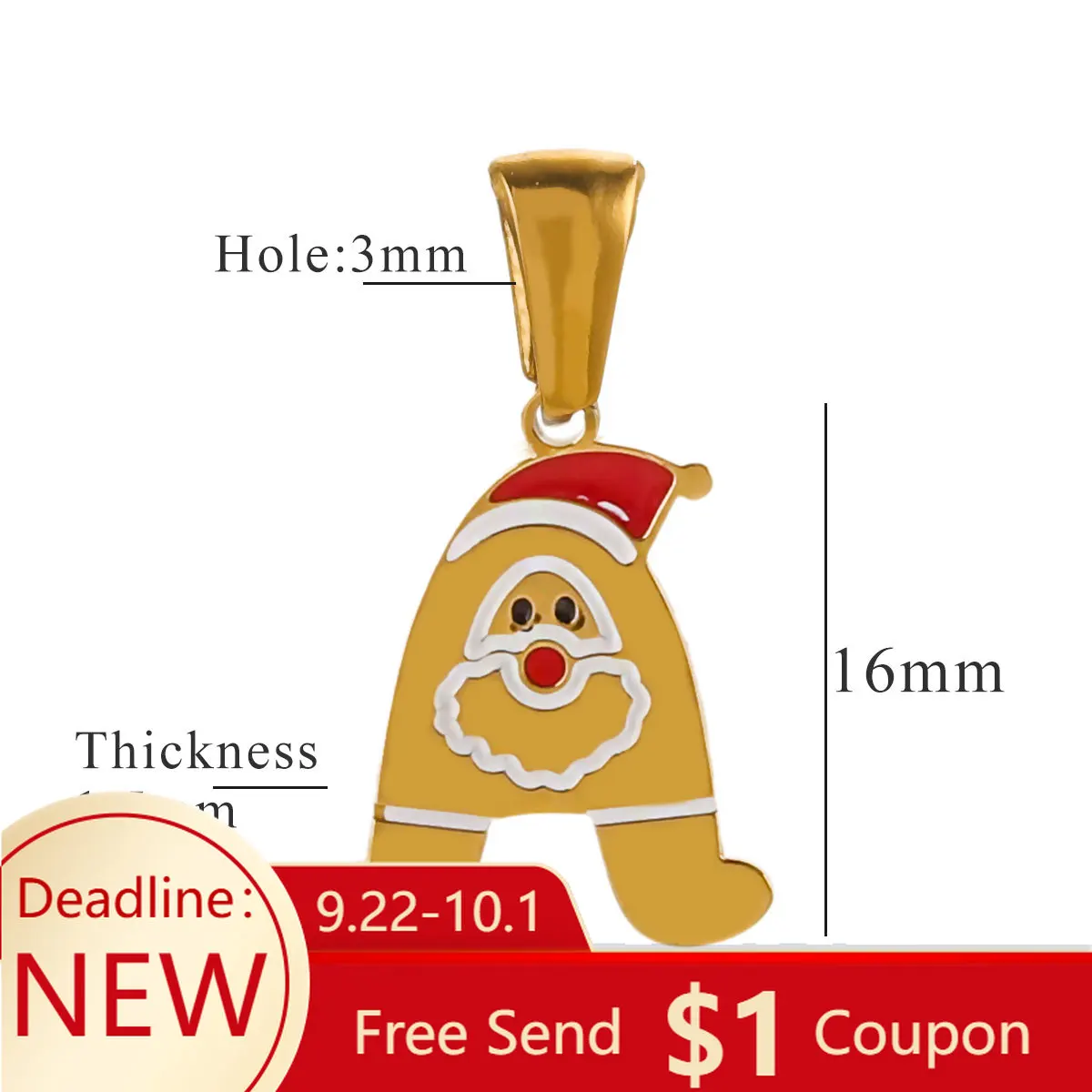 

3 шт., рождественские подвески из нержавеющей стали, позолоченная эмаль, ожерелья «сделай сам», браслеты, серьги, брелок для ключей, ювелирные аксессуары, оптовая продажа