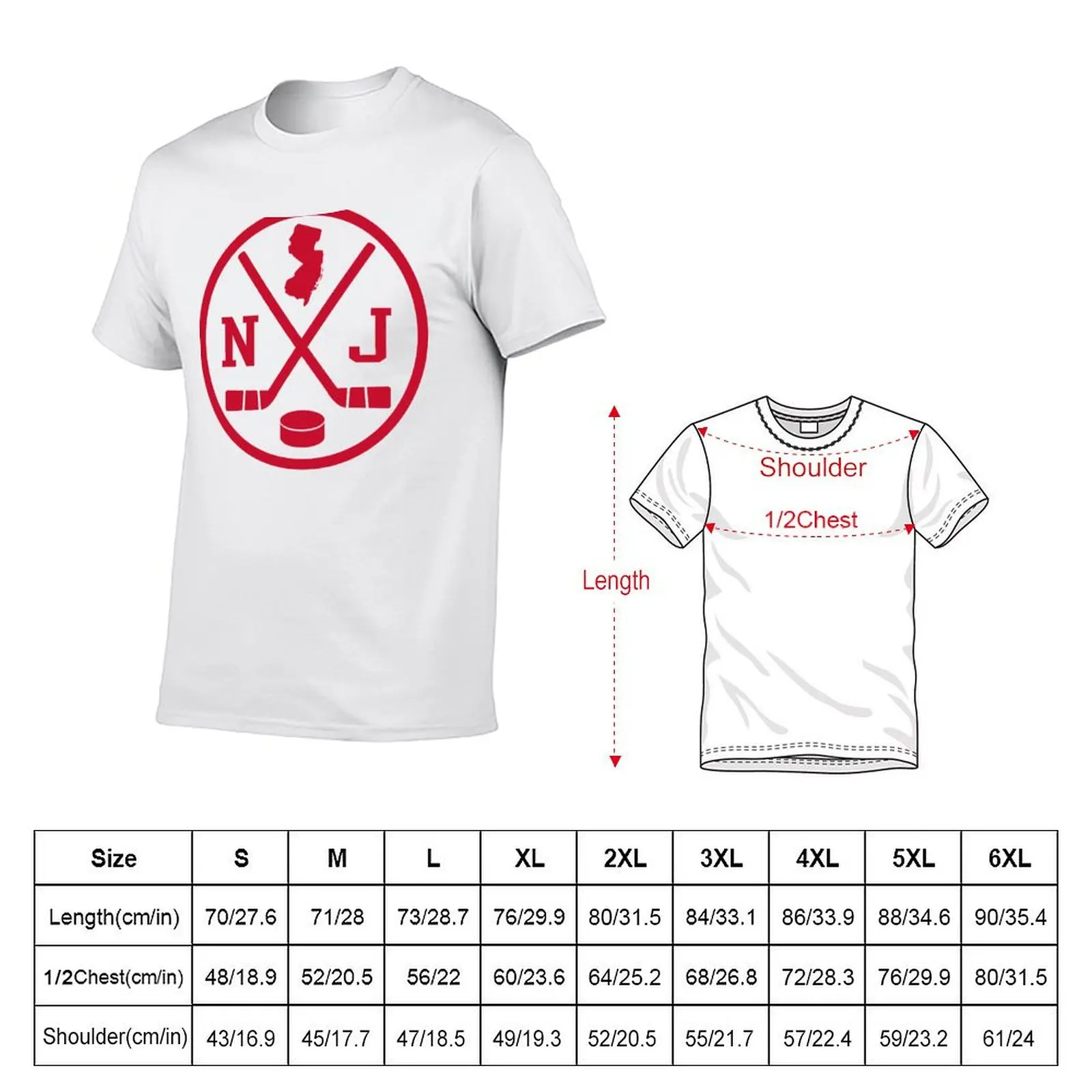 Retro New Jersey Hockey Emblem Vintage NJ T-Shirt t shirts for man cotton funny man t shirts graphic T-Shirt