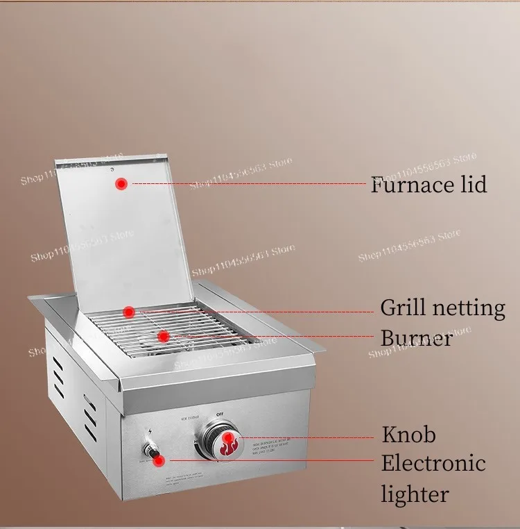 Built-in Gas Grill with Stainless Steel Smokeless Design, Multi-Function for Yard Patio and Asian Hot Pot Cooking