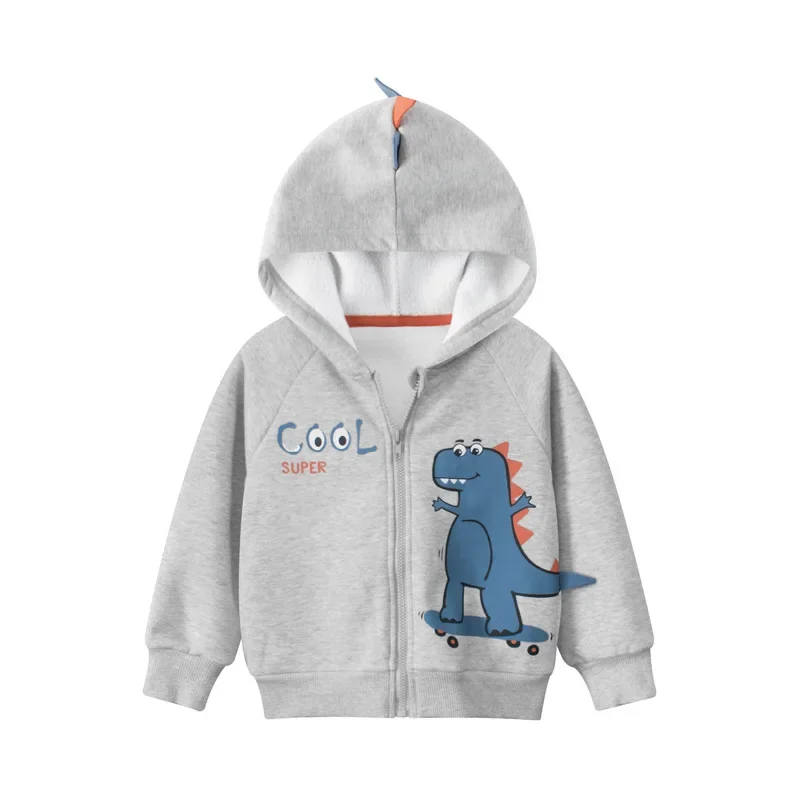 

Korean Style Children's Clothing Boys Zippered Jacket 2024 Autumn and Winter Dinosaur Boy Clothes Long Sleeve Hoodie Coats