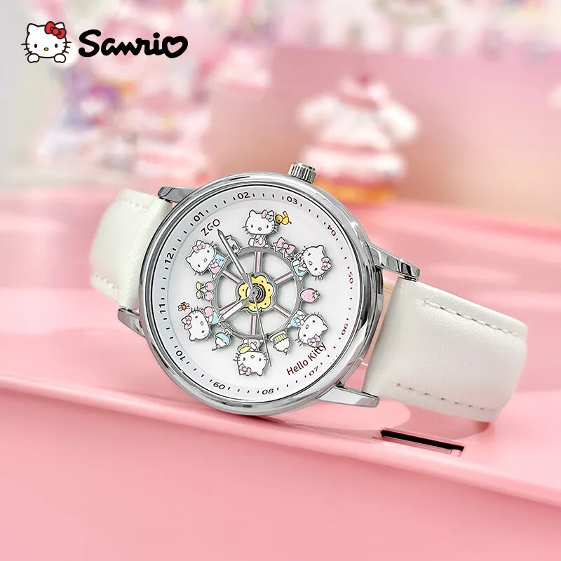 

Sanrio Hello Kitty Melody Carousel Watch Cute Girls Waterproof Fashion Watch Carousel design, agile and adorable