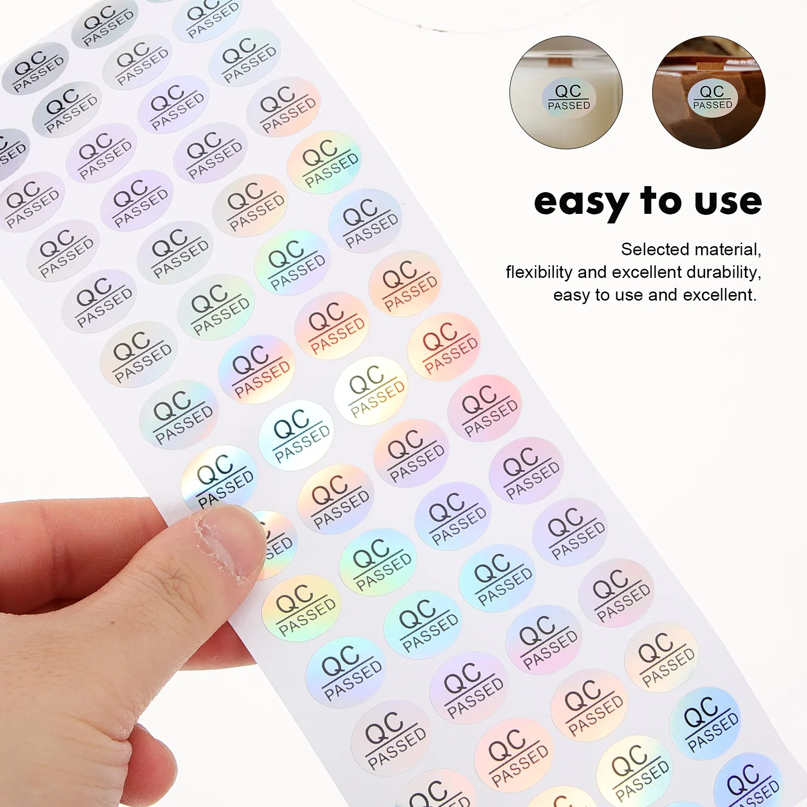 

5 Sheets Qualified Tags Stickers Adhesive Laminated Film QC Passed Labels Bright Color Status Indicators Smooth Surface Strong