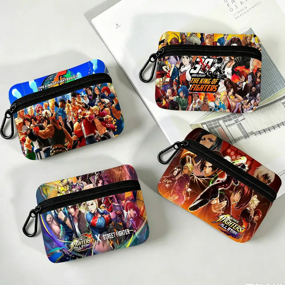 Game The King of Fighters Portable Oxford Fabric Mini Wallet Carabiner Design Small Coin Bag For Cards Keys Earphones