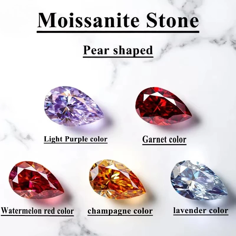 Moissanit-Stein Birnenförmiger Schliff VVS1 Graue Farbe Charms-Perlen mit Zertifikat für Hochwertige Schmuckherstellungsmaterialien – Detail 4