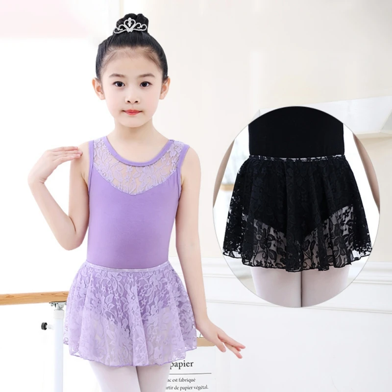 Cintura elástica infantil Renda Ballet Saia de dança, mini saia curta infantil, bailarina trajes dancewear