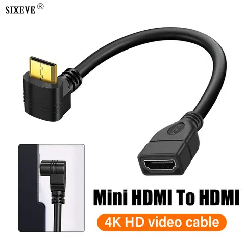 Mini HDMI zu HDMI-Kompatibel Kabel Geschlecht Adapter 90 Grad Rechtwinklig Für TV Projektor Monitor Kamera PS4 4K 60hz Konverter