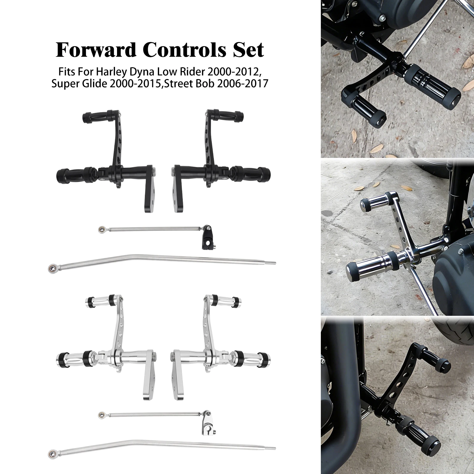 

Motorcycle Forward Controls Set Foot Pegs Shifter Levers For Harley Dyna Street Bob 06-17 Fat Bob Super Glide 00-15 Low Rider
