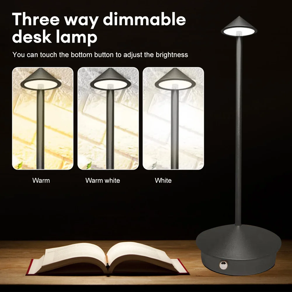 Recarregável Cordless LED Battery Table Lamp, Luxo Nórdico Touch Lamp, Quarto, Restaurante, Night Light, Romantic Desk Lamp