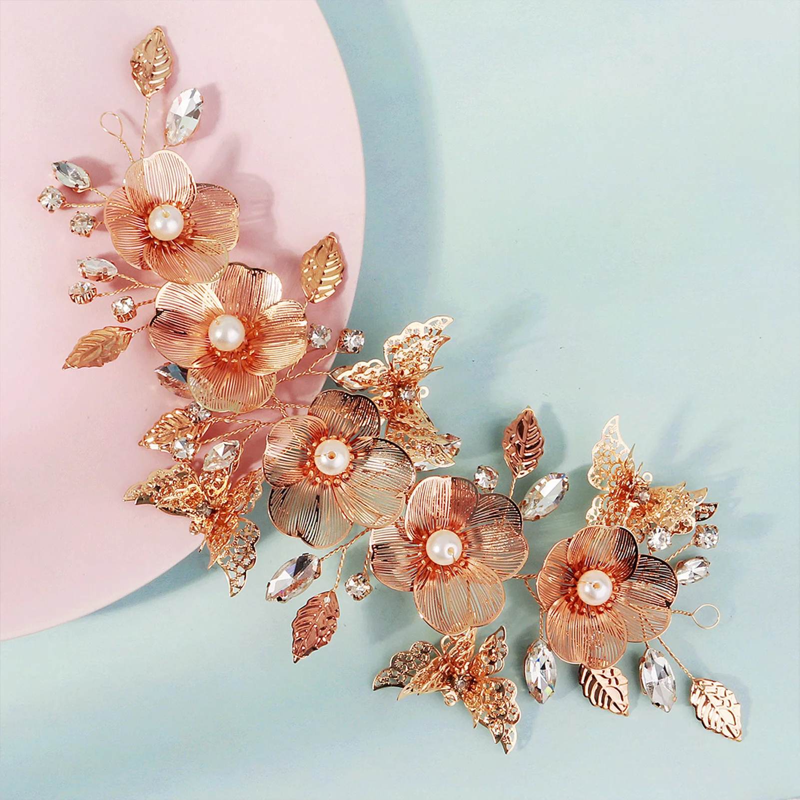 عصابة رأس طويلة على شكل فراشة ذهبية فاخرة، غطاء رأس أنيق، عصابة رأس لحفلات الزفاف، عصابة رأس لؤلؤية لحفلات الزفاف، مشبك شعر للنساء