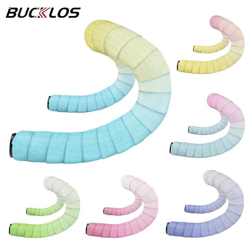 BUCKLOS Gradient-Color Bike Handlebar Tape Road Gravel Cycling Bar Tapes Non-Slip Soft Racing Handle Wrap Cuff Bicycle Bartape