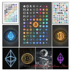 Bitcoin Art Posters Cryptocurrency Logo Framed Canvas Print Bitcoin Ethereum Ripple Litecoin Graphic Wall Pictures Home Decor