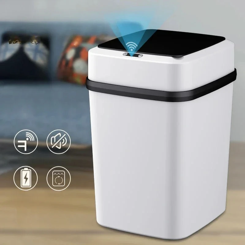 13L Kitchen Trash Can with Touch Lid Smart Garbage Bin for Bathroom and Office Garbage Bucket Smart Trash Waste Bins