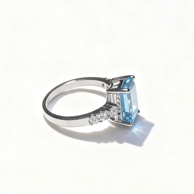 SGARIT 925 Silver Ring Natural Crystal Main Stone 6X8MM Emerald Cut Sky Blue Ring Original Wedding Fashion Jewelry