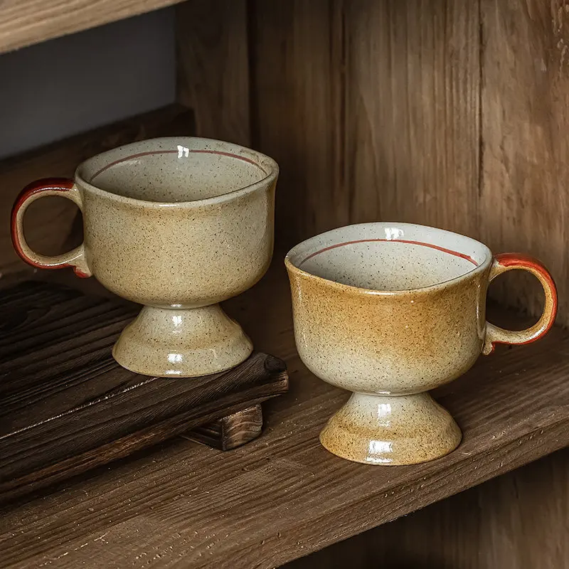 Medieval-style Ceramic Coffee Mugs, Wine Glasses, Yogurt Cups, Creative Dessert Cups, and Water Glasses