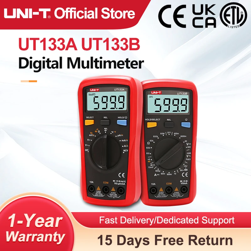 UNI-T Digital Multimeter UT133A UT133B 600V AC DC Voltmeter Resistance Capacitance Meter Multi Tester