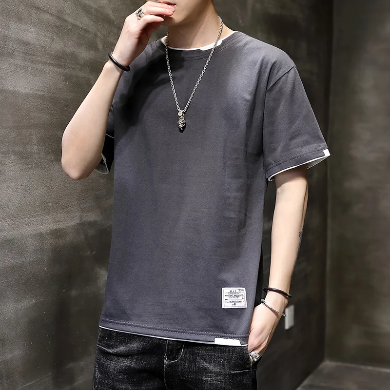 

New Men's Short Sleeve T-Shirt Ice Silk Thin Summer Half Sleeve Body Shirt Cool Feeling Cotton Geometric Pattern Printed Casu...